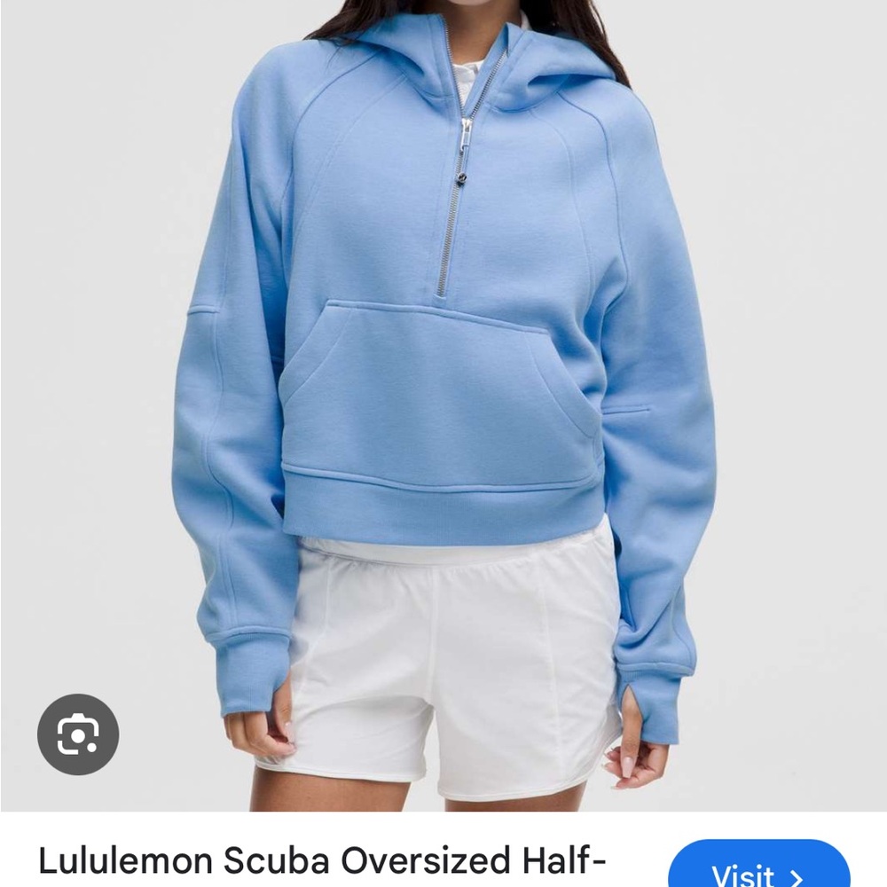 lululemon athletica aero Blue Oversized Half-Zip Hoodie